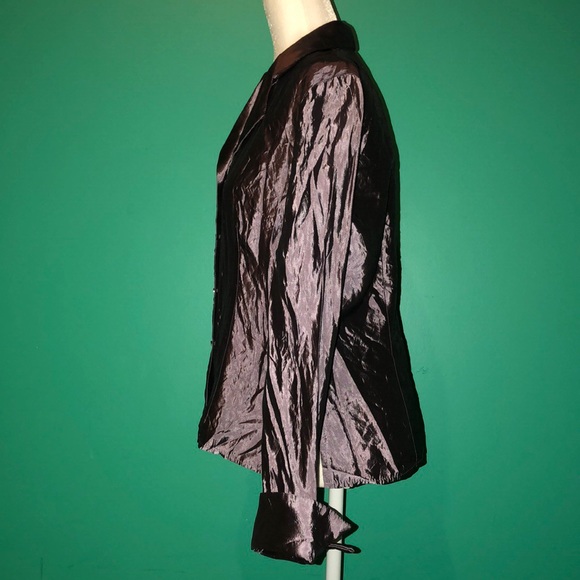 Taffeta Rhinestone Button Up Shirt - Picture 2 of 5